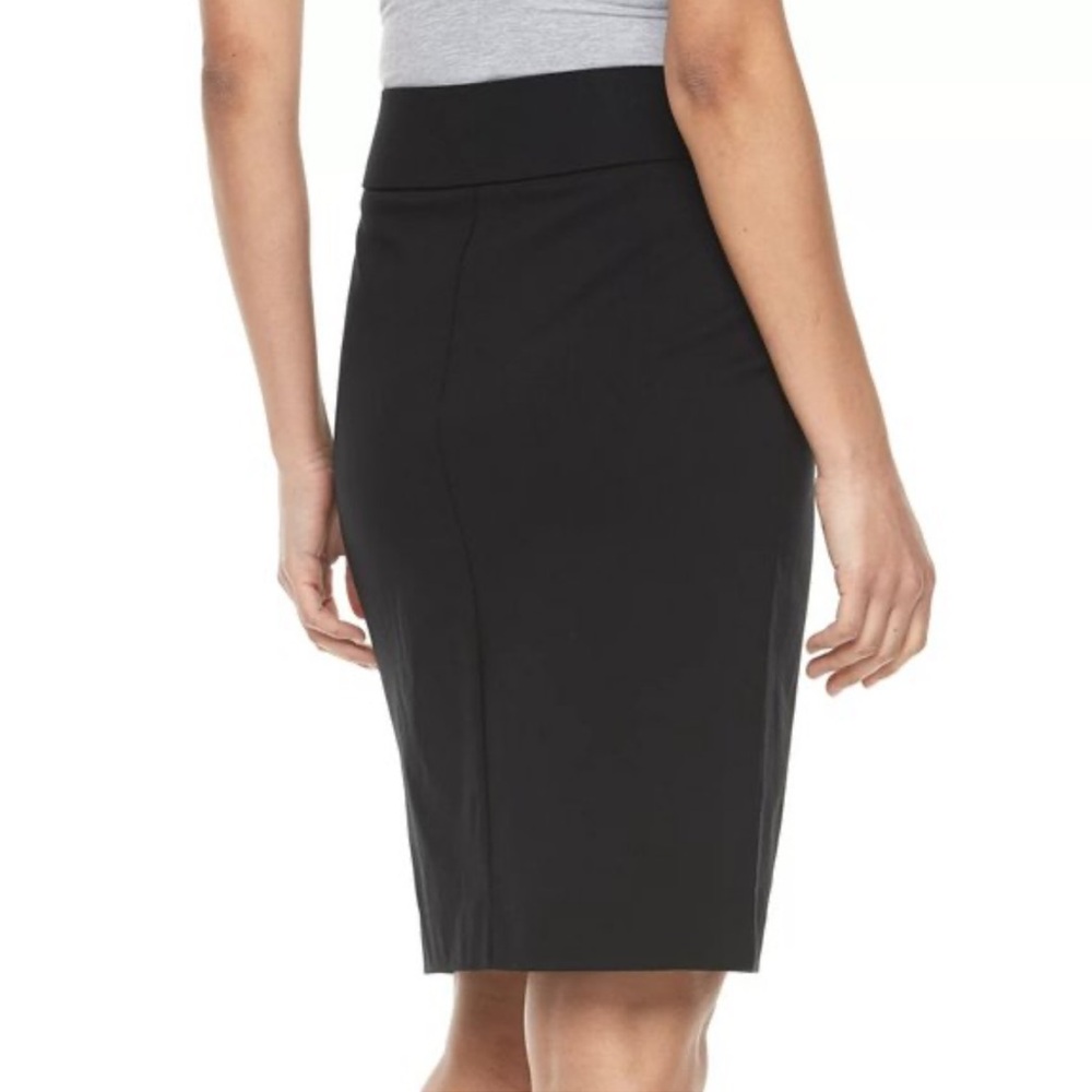 Apt 9 Black Pencil Skirt Size 10 Side Slit Pull On Work Office Chic NWT - Picture 2 of 2